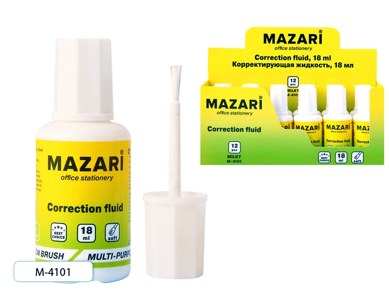 Корректирующая жидкость Mazari 20мл спирт. М-4101 1/12