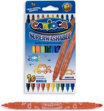 Фломастеры двусторон 10цв Carioca 41438 толстый и тонкий након.