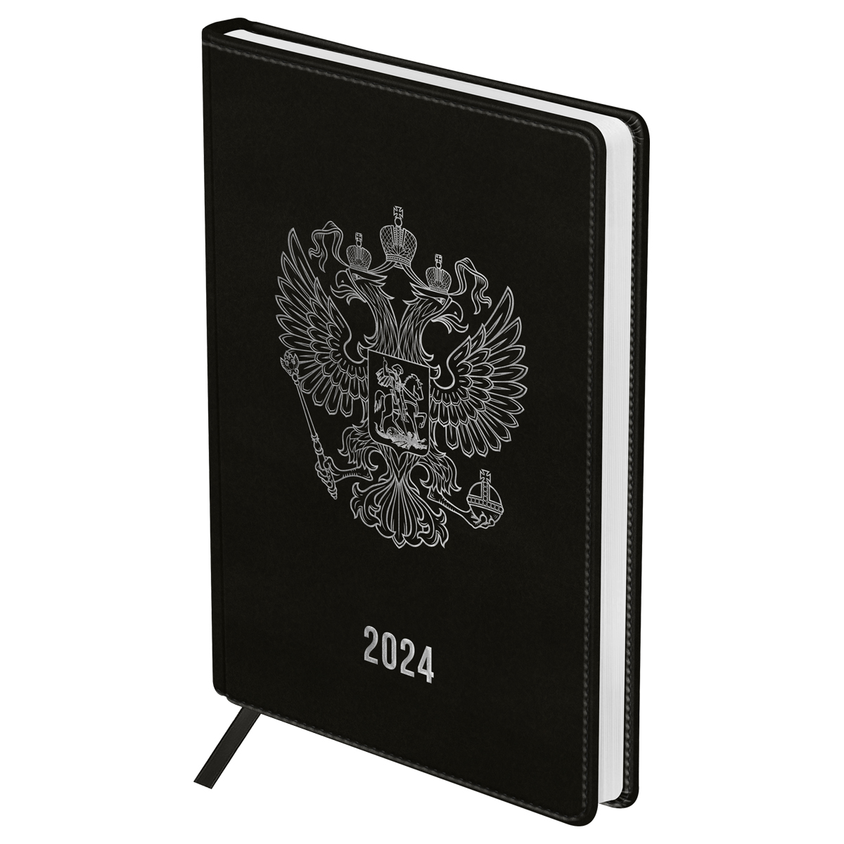 Ежедневник А5 2024г OfficeSpace Eagle черный Герб 51628