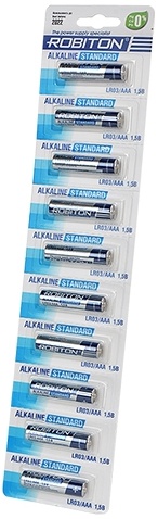 Батарейка мизин. LR03 Robiton alkaline ААА блистер отрывной 1/10/100