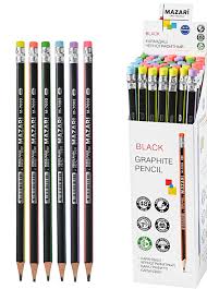 Карандаш ч\г Mazari Black с ластик 7093 1/12