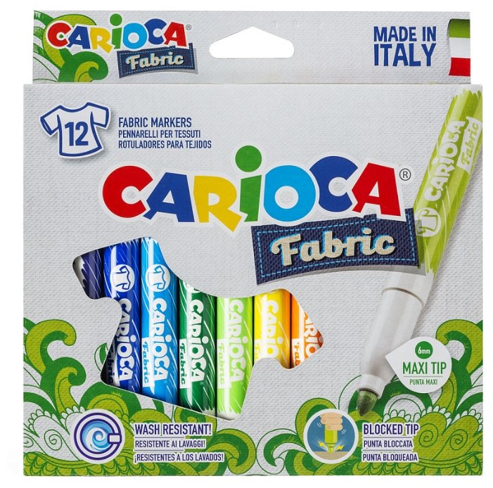 Фломастеры по ткани Carioca "Cromatex" 12цв, 6мм,  40957