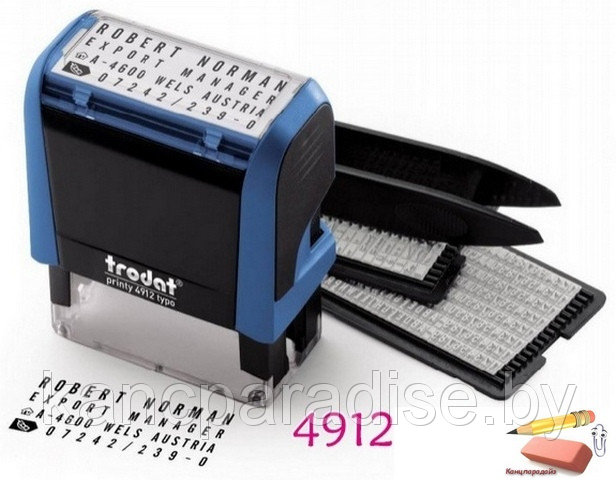 Штамп самонаборный 4 строки Trodat 4912/DB 2 кассы оттиск 47х18
