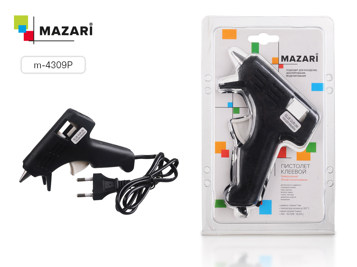 Клеевой пистолет Mazari 4309, 7мм, 20вт, HJ-20W
