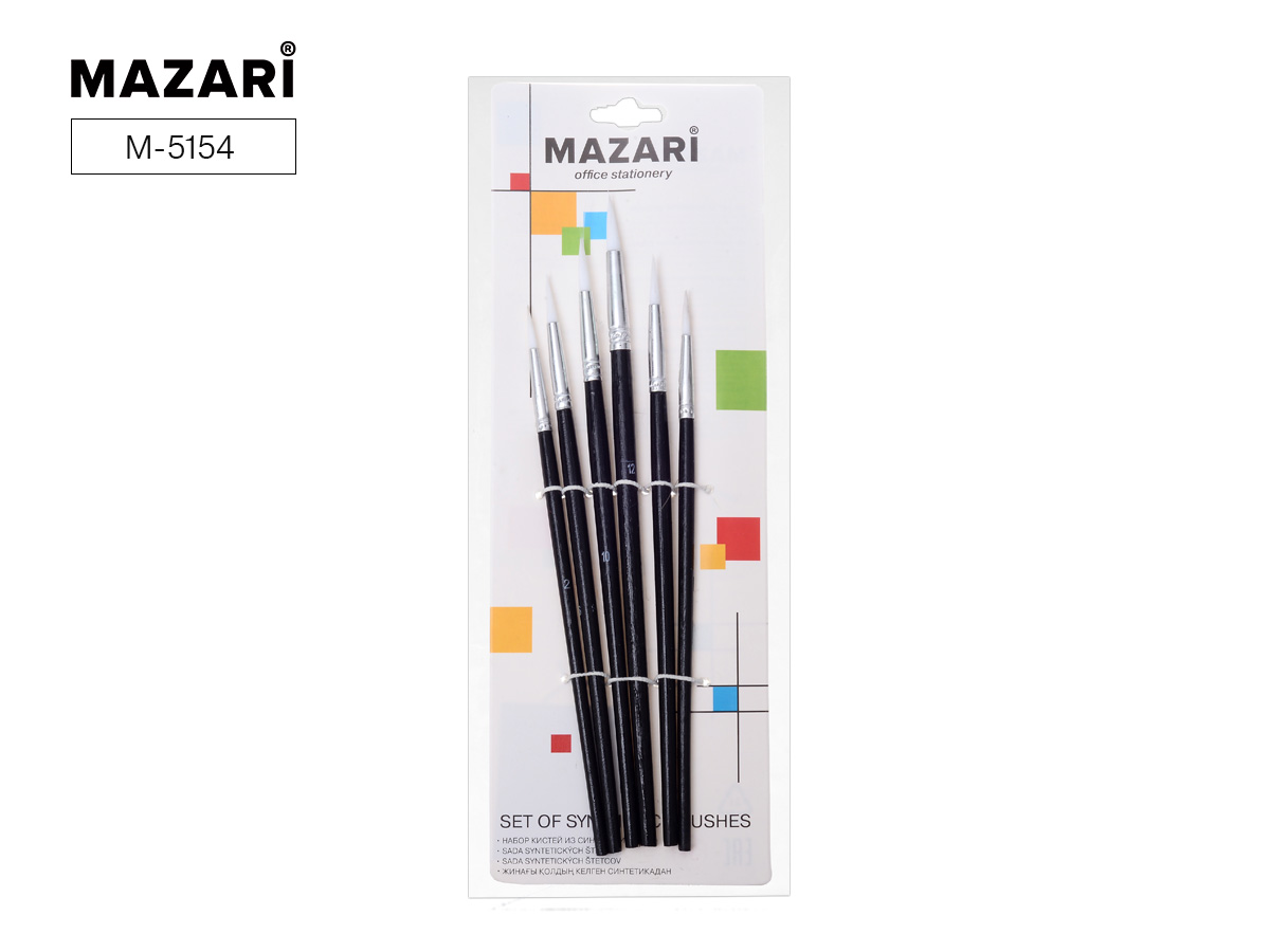 Набор кистей 6шт нейлон №1-6 Mazari 5154 круглые 1/12