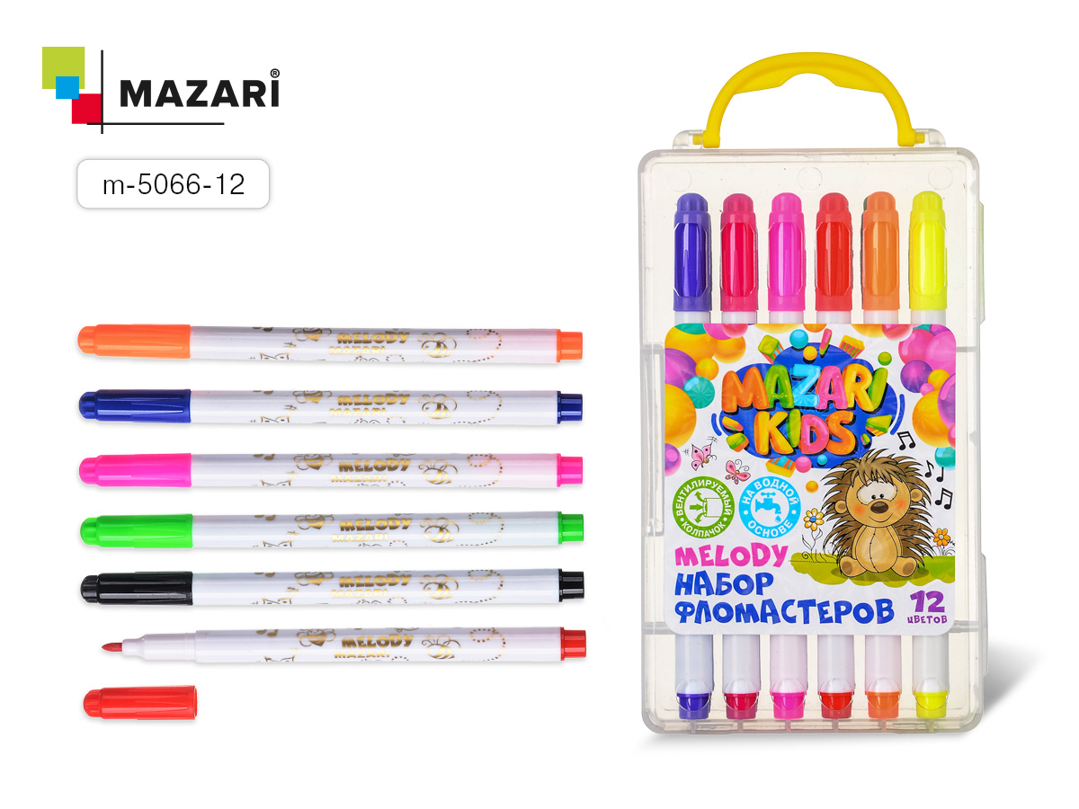 Фломастеры 12цв Mazari 5097-12 в пластик. коробке 1/40