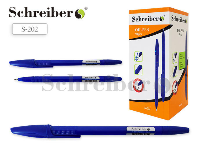 Масляная ручка Schreiber 202 синий корпус синяя аналог 1147 1/50