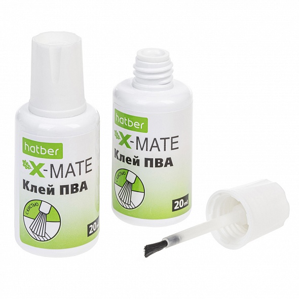 Клей ПВА с кисточкой Hatber 071923, 1/10