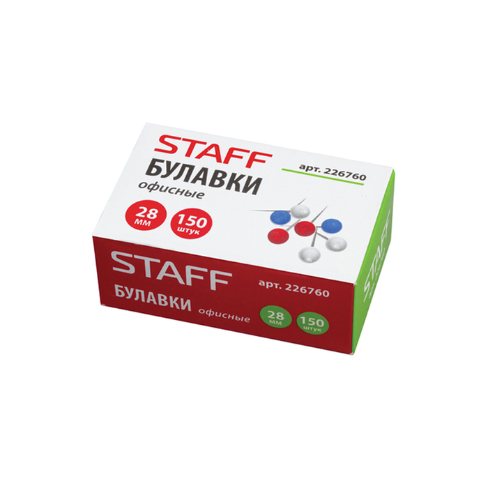Булавки офисные 28мм 150шт в кор. Staff 226760