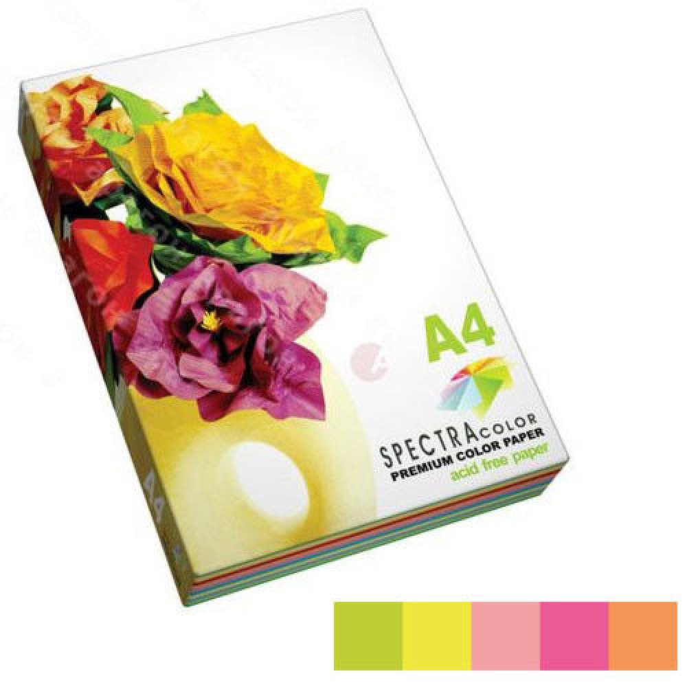 Бумага офисная А4 100л 5цв Color print Rainbow 5цв Cyber неон 1/22