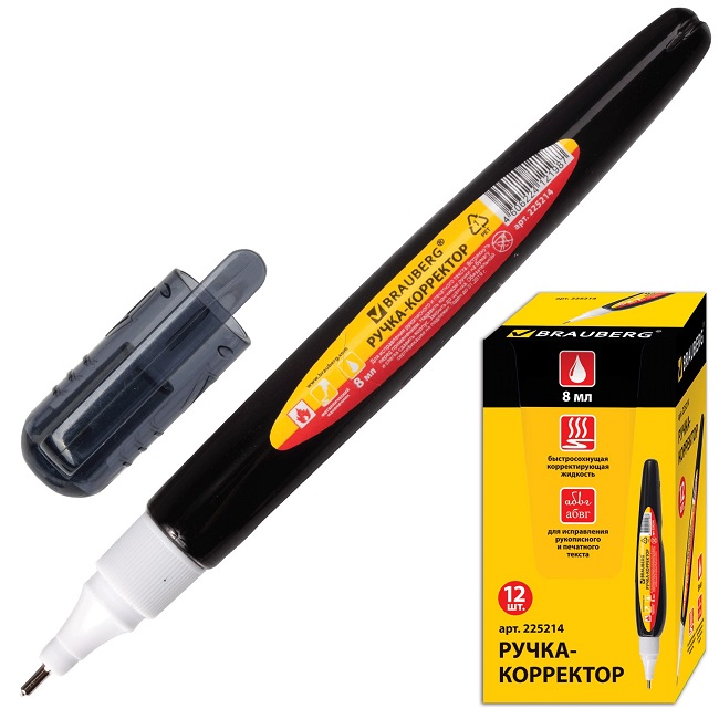 Корректирующий карандаш Brauberg 225214 8мл мет. нак 1/12