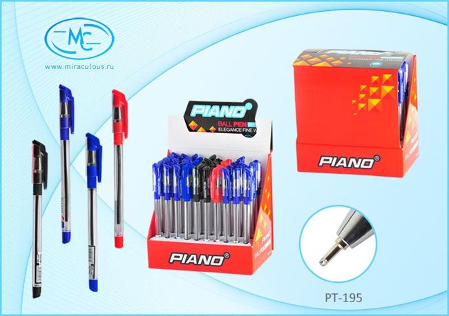 Масляная ручка Piano PT-195 игольчат.синяя 1/12