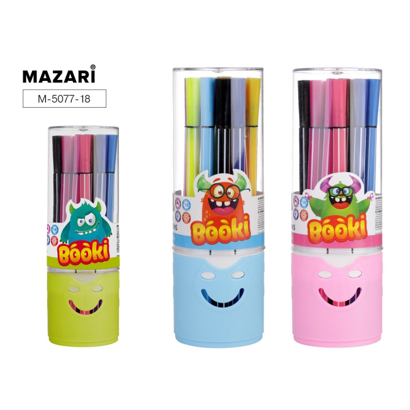 Фломастеры 24цв Mazari 5077-24 в пластик. тубусе 1/18