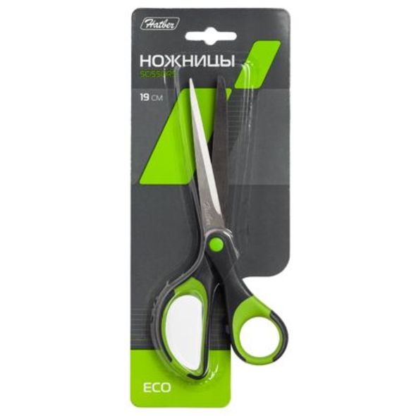 Ножницы Hatber ECO 19см 02019 резин.встав. 1/12