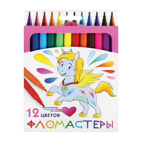 Фломастеры 12цв Пифагор "Единорог" 152448 1/12