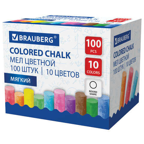 Набор мела цветного 100шт 10цв Brauberg 272769