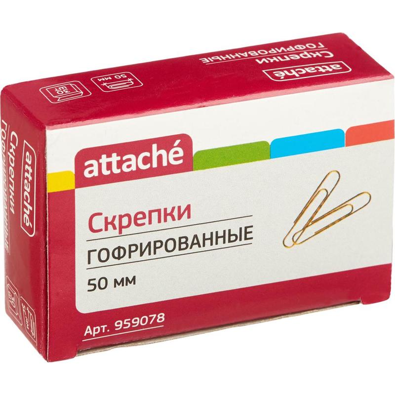 Скрепки 50мм гофрир. золотистые Attache 959078 1/