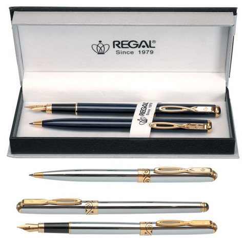 Подарочный набор Regal 4801 шарик + перо серебр. корпус