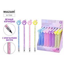 Вечный Карандаш ч\г Mazari лапки с кристаллами 7068