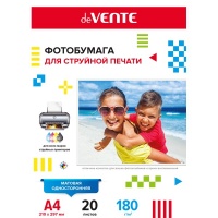 Фотобумага А4 180г матовая 20л DeVente 2042904 1/5/50