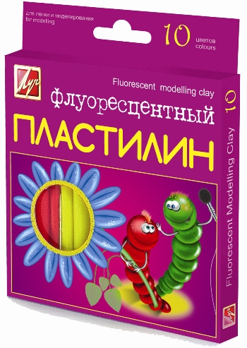 Пластилин 10цв Луч восковой "Фантазия 2301 Классич+ фллуоресц. 