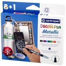 Набор маркеров для декорирования Centroprn Decor pen Metallic  8 цв.+белый, 2737