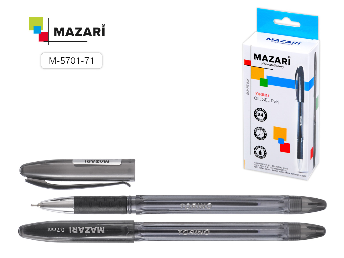 Масляная ручка Mazari torino 5701 резин. грип черная 1/24