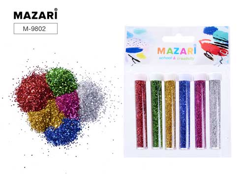 Набор блесток декор 6цв в тубах 3г Mazari 9802 1/12 