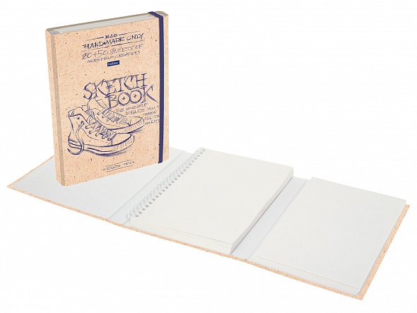 Книга д\зап. А5 80+50л Хатбер Sketchbook с клапаном и резинкой 100г 17172