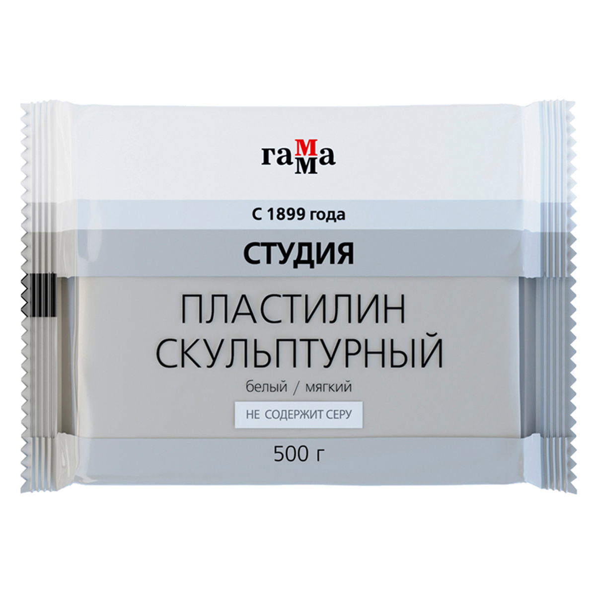 Пластилин скульптурный Гамма "Студия" 500г мягкий белый 050.004