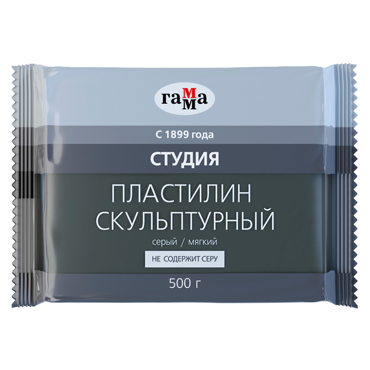 Пластилин скульптурный Гамма "Студия" 500г мягкий серый 050.004.