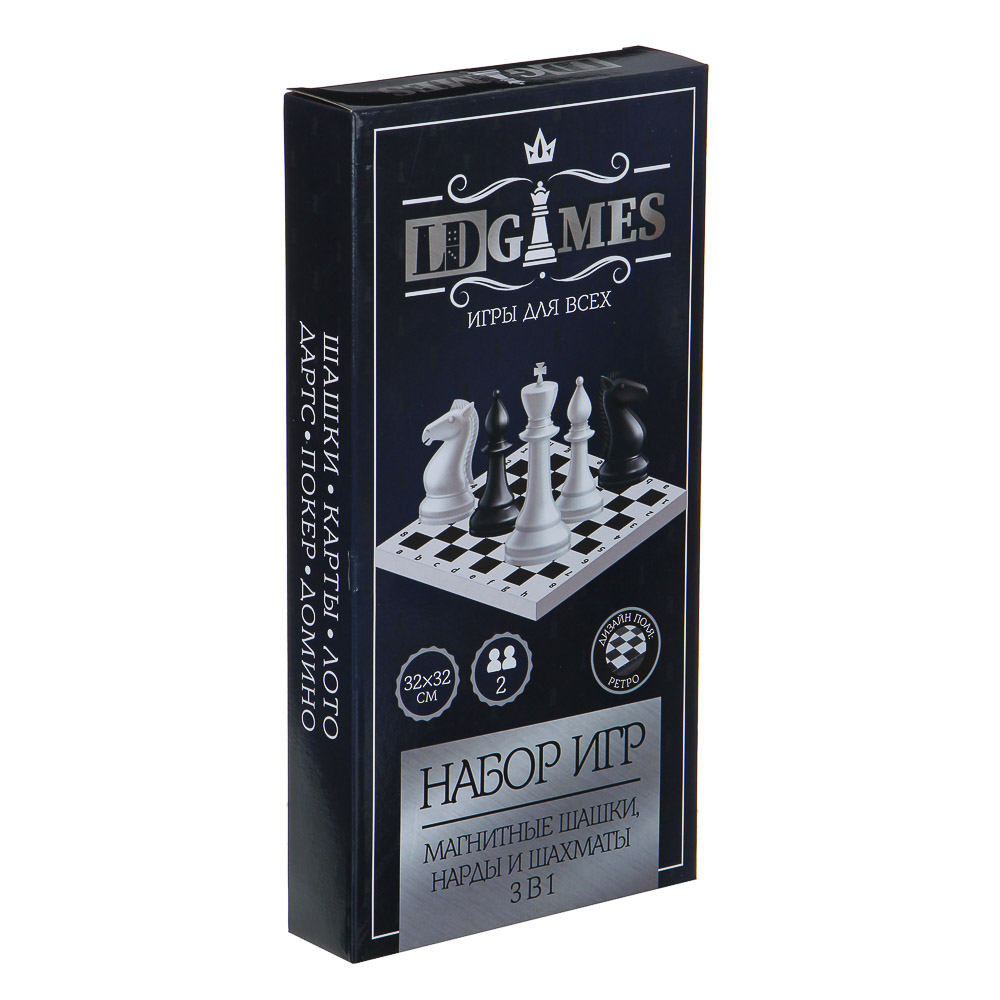 Игра 3в 1 шахматы, шашки, нарды магнитные поле 32х32 341-156 58810