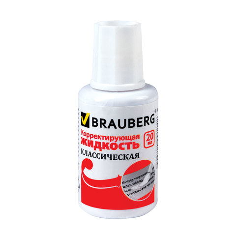 Корректирующая жидкость Brauberg 20мл с кистью спирт. 220255 1/20