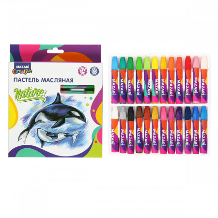 Масляная пастель 24цв 6-гран картон Mazai 7102-24 1/36