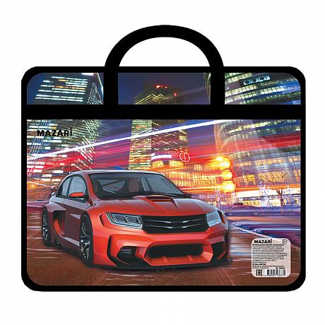 Папка с ручками школьная А4 шир. 12см Mazari 16901 RED CAR