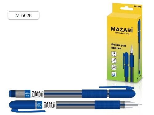 Гелевая ручка Mazari 5526 синяя резин грип 1/12