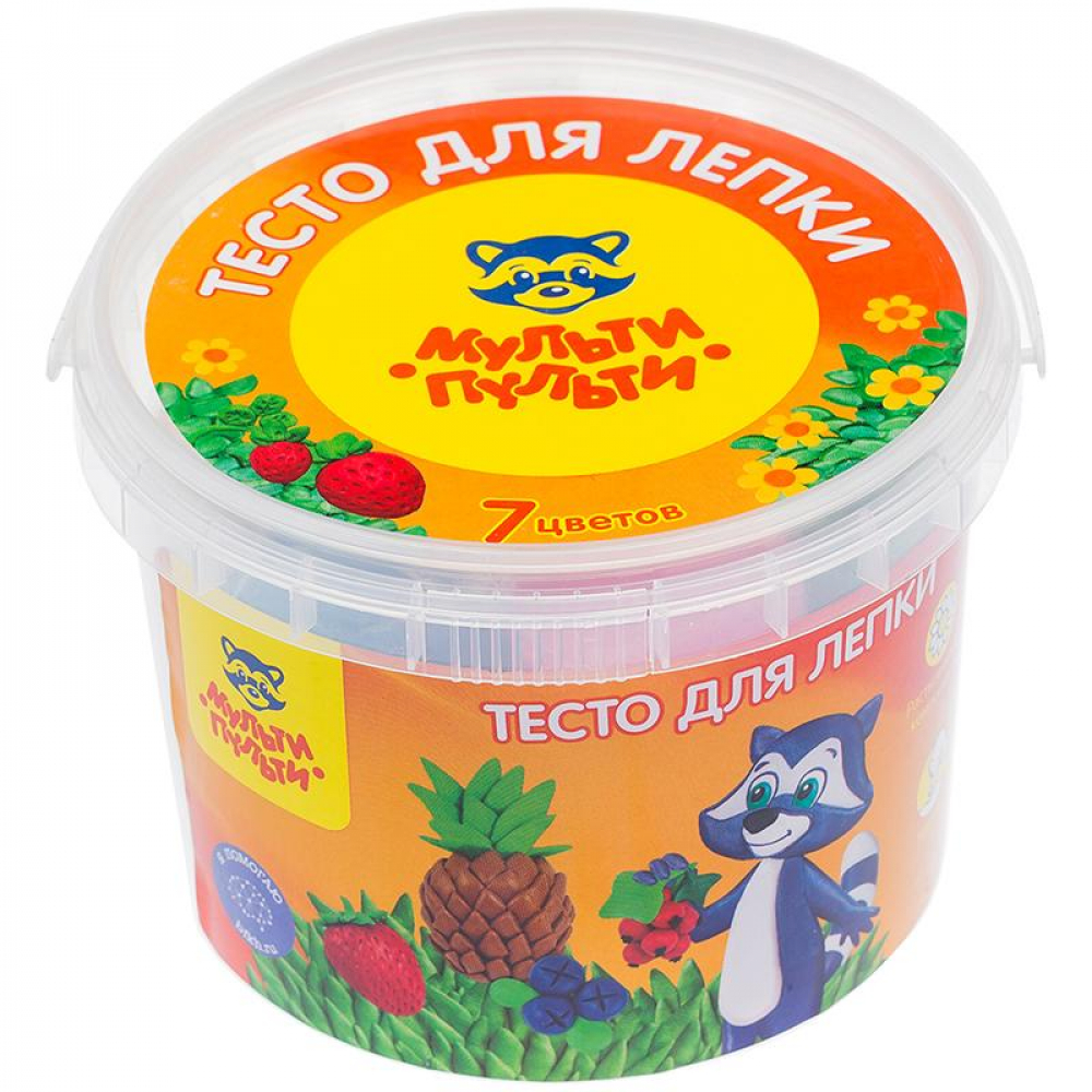 Тесто для лепки Мульти-Пульти 7цв х 60г в ведре 12207 1/12