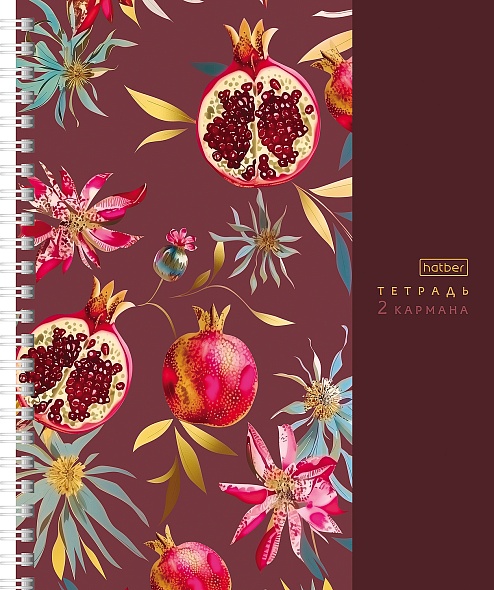 Тетрадь 96л гребень Хатбер с карманом Golden fruits 1/40