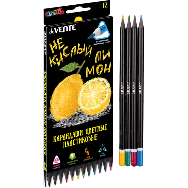 Карандаши 12цв deVente Juicy Black 3-гран мягкие 5022119 1/12