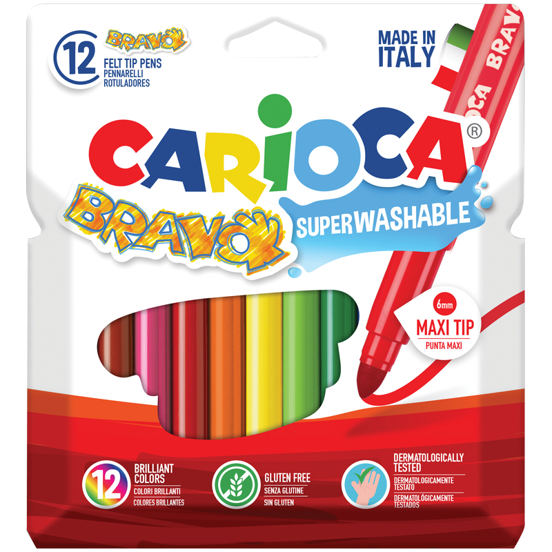 Фломастеры 12цв Carioca Bravo толстые 42755