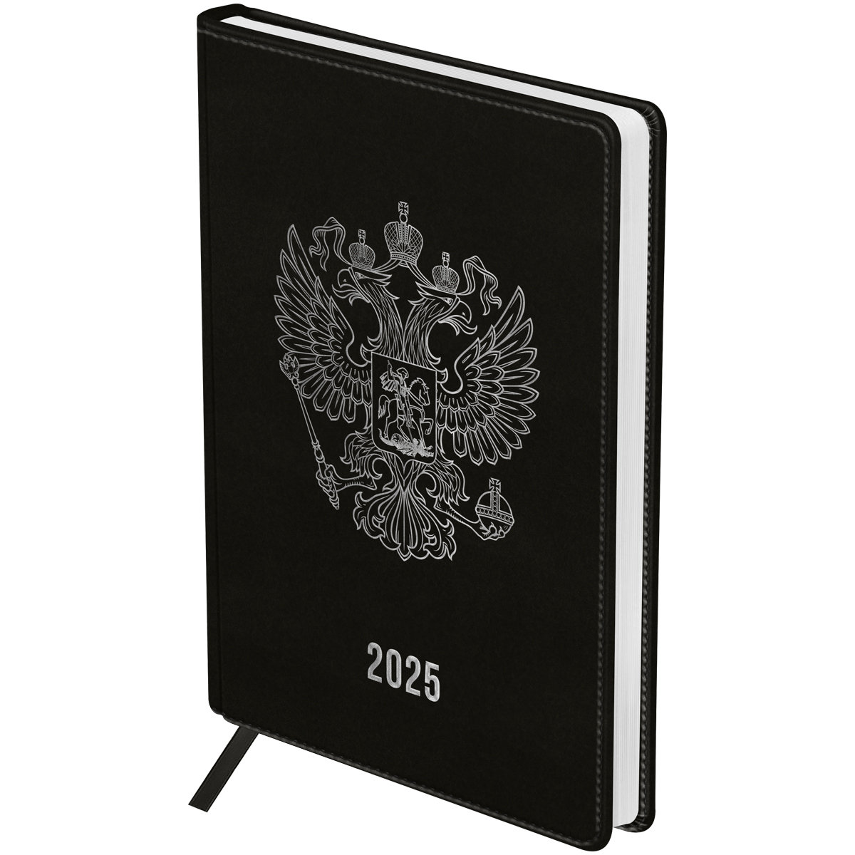 Ежедневник А5 2025г BG кожзам Орел черный, синий 61051/3