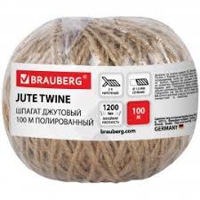 Шпагат джутовый 100г полиров. Brauberg 607947