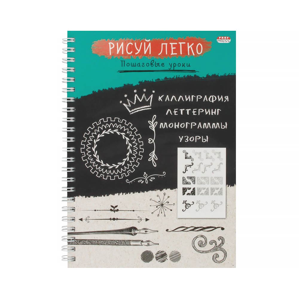 Блокнот для зарисовок Sketchbook А5 64л 7БЦ греб Проф Рисуй легко каллиграфия 6224 