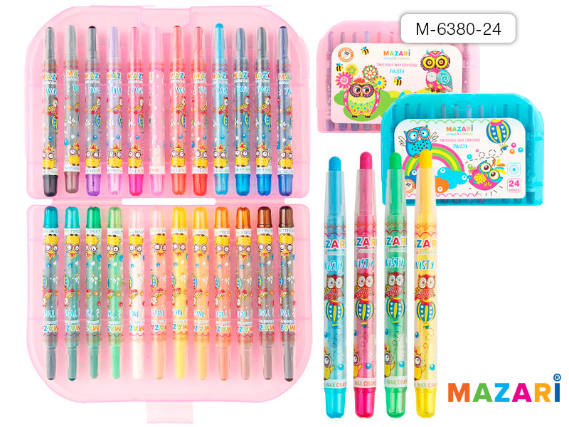 Восковые карандаши Mazari выкруч. 24цв в пласт. футляре 6380-24 1/12