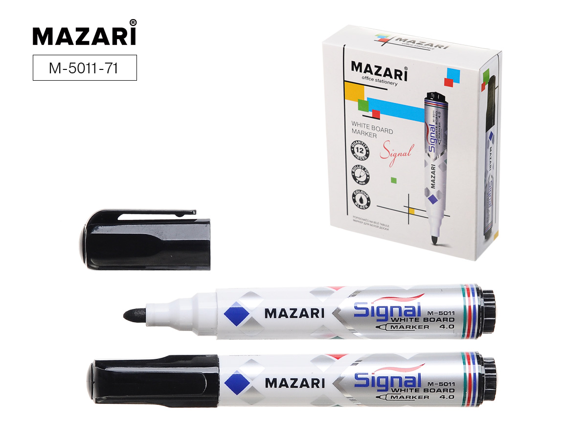 Маркер для доски Mazari 5011 4мм черный  1/12