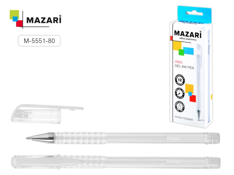 Гелевая ручка Mazari белая 5551 1/12
