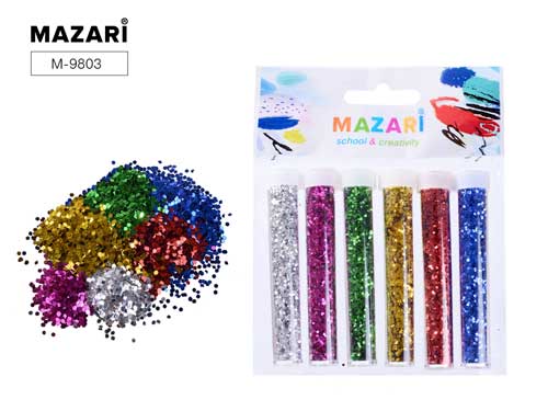 Набор блесток декор 6цв в тубах 3г Mazari 9803 1/12 