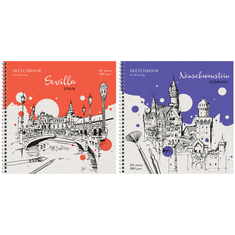 Блокнот для зарисовок Sketchbook 250х250 20л для акварели 180г Space 38352