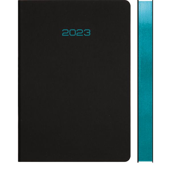 Ежедневник А5 2024г deVente Duo 2332401 черный голубой рез