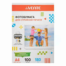 Фотобумага А4 180г глянец 100л Devente 2042901
